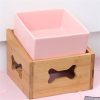 Square Pink Bowl + Stand